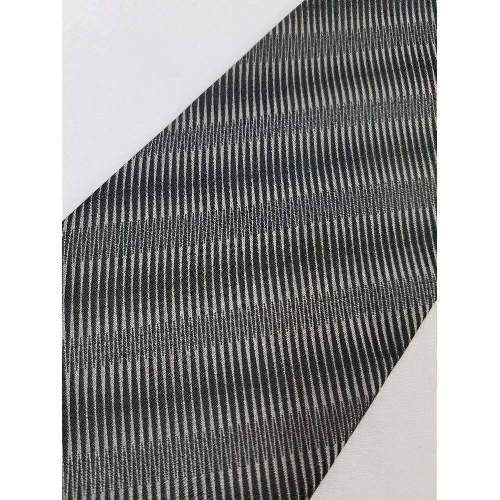 Louis Roth Mens Necktie Gray Black Striped Silk Tie Made in Korea